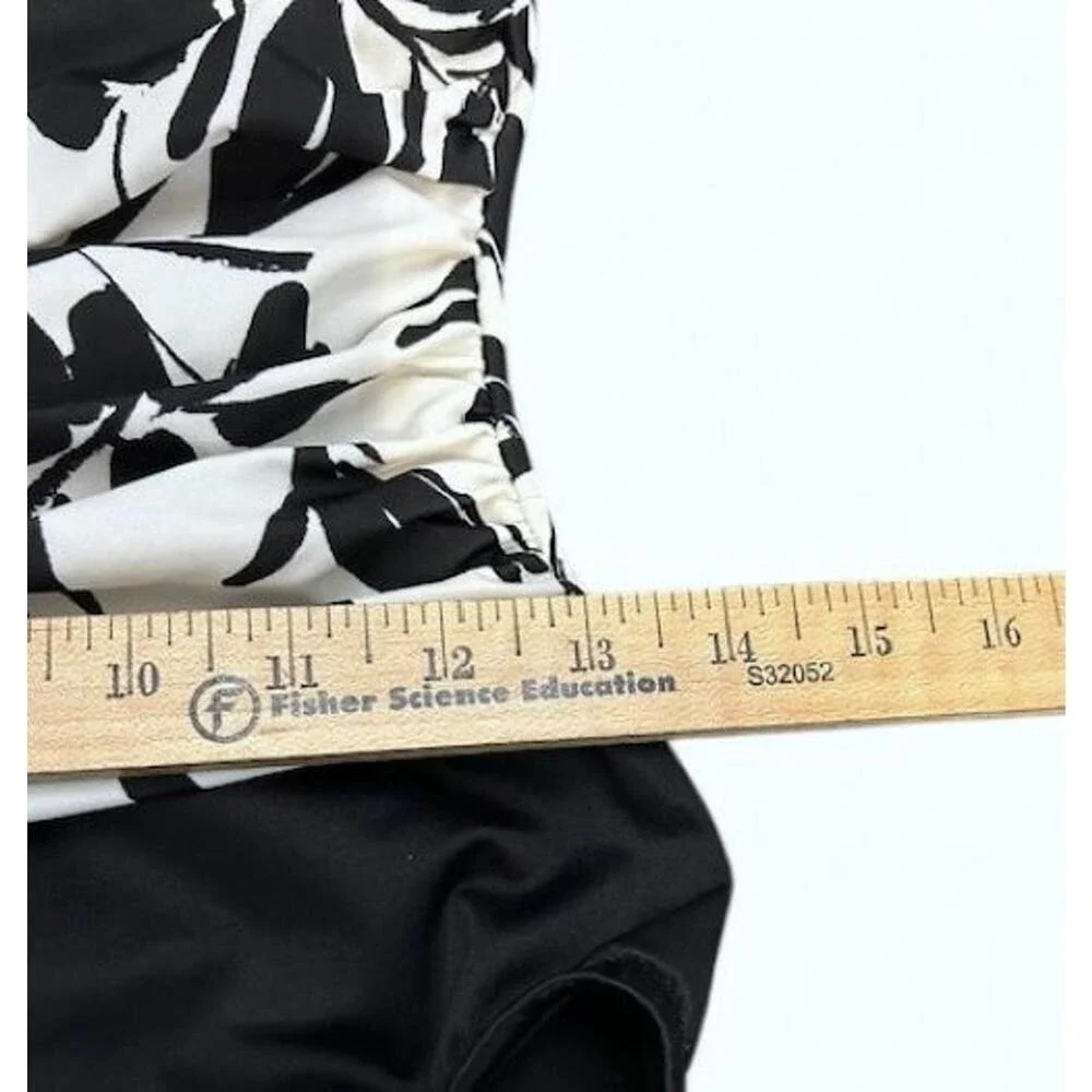 Swimslimmer Black/White Floral One-Piece Bathing‎ Suit 10 Tummy Control